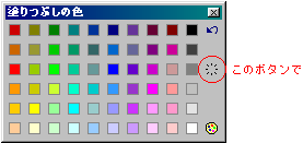 塗りつぶしの色パレットの透明ボタン