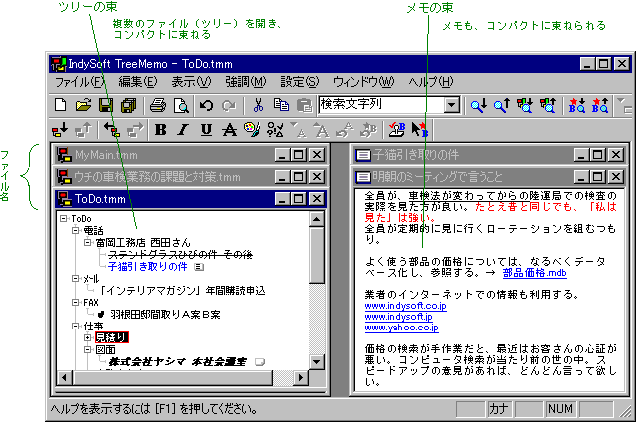 ウィンドウは束ねられてコンパクトに表示